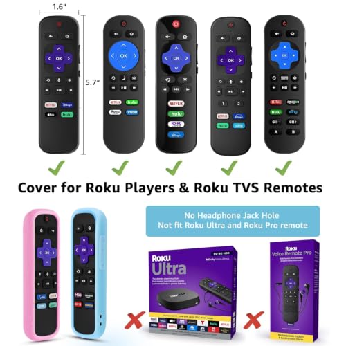 2 Pack Remote Cover for Roku TV Controller Glow in The Dark,Pink Blue - color: Glow Pink and Glow Blue, size: 2 Pack