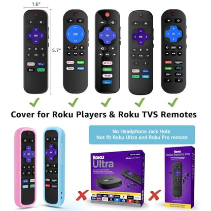 2 Pack Remote Cover for Roku TV Controller Glow in The Dark,Pink Blue - color: Glow Pink and Glow Blue, size: 2 Pack