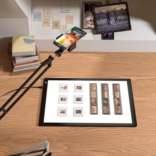 Slide Viewer Light Box A4, Ultra-Thin LED Light Pad for Film Negatives & Slides, 3-Level Adjustable Brightness Slide Scanner Light Table for Old Photos Viewing & Digitizing, USB Powered