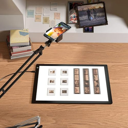 Slide Viewer Light Box A4, Ultra-Thin LED Light Pad for Film Negatives & Slides, 3-Level Adjustable Brightness Slide Scanner Light Table for Old Photos Viewing & Digitizing, USB Powered