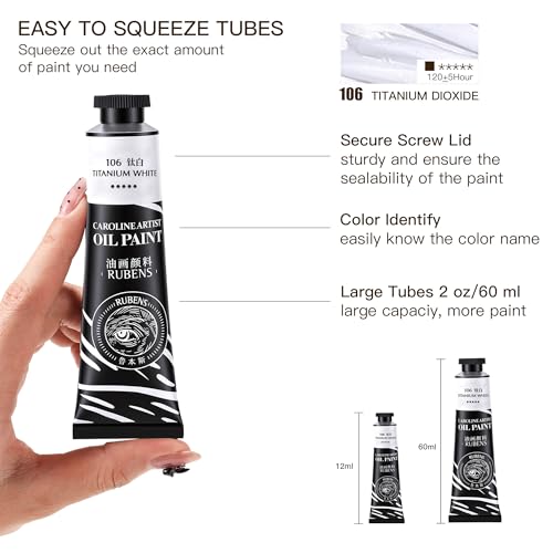 rubens Oil Paint Set 2oz 6 Count Titanium White Oil Paint for Canvas - color: 6 Titanium White