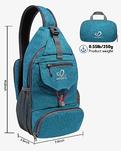 WATERFLY Packable Sling Backpack Lightweight Crossbody Bag Travel Daypack - color: Cyan