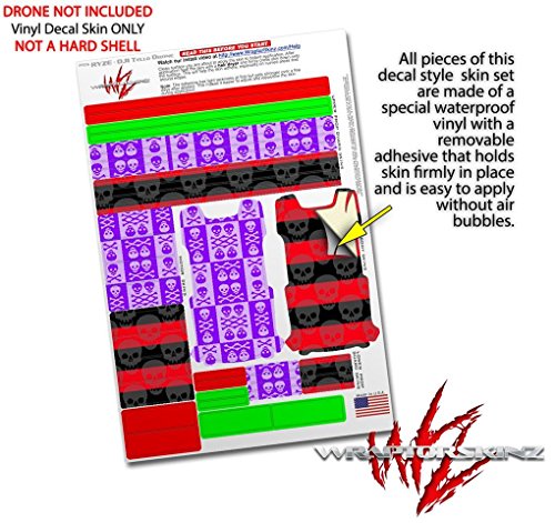 Skin Decal Wrap 2 Pack Compatible with DJI Ryze Tello Skull and Crossbones Pattern Purple Drone NOT Included
