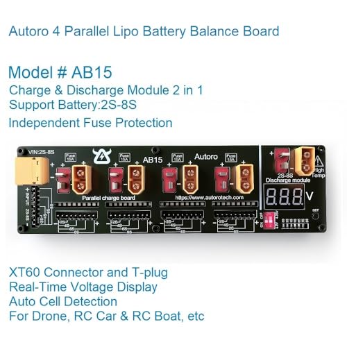 AB15 4 Port/Channel Parallel LiPo Battery Balance Charing Board for 2S-8S