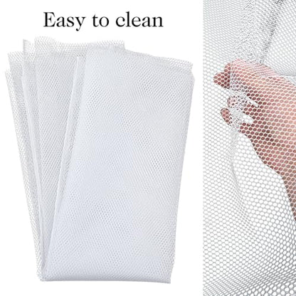 63 x 59 Inch White Mesh Fabric, Slightly Stretch Mesh Fabric Cuttable Netting Fabrics Meshes for Sewing Projects Shopping Bag Backpack Pocket Straps and Netting Clothes