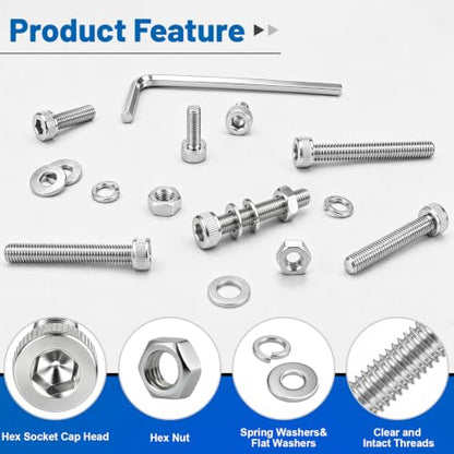 706PCS M4 Hex Socket Head Cap Screw Assortment Kit 304 Stainless Steel - size: SS M4 706PCS