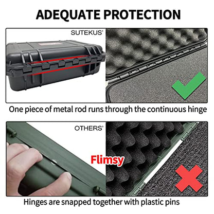 Sutekus Hard Pistol Case Handgun Case Waterproof Pistol Carrying Cases With Foam Gun Accessories - color: Medium