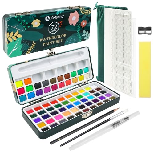 Artecho Watercolor Paint Set, 72 Colors with Metallics, Travel Case - style: 72Colors