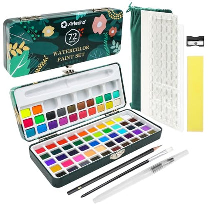 Artecho Watercolor Paint Set, 72 Colors with Metallics, Travel Case - style: 72Colors