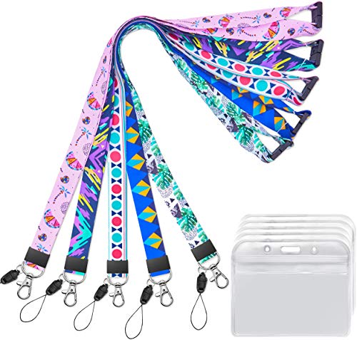 YOUOWO 5Pack Cruise Lanyards with Patterns and Horizontal ID Badge Holder - color: 5 Safety Lanyard With Badge Holder