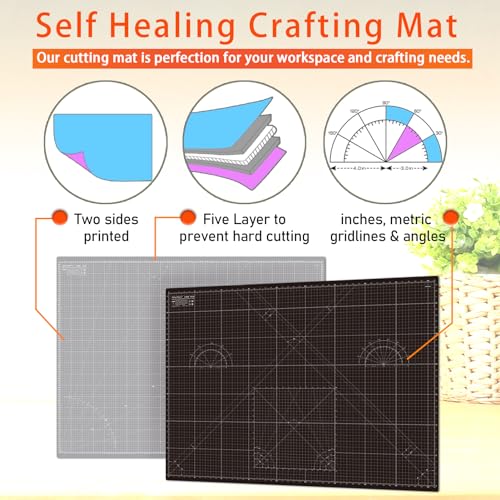 Self Healing Cutting Mat A1 24"x 36" Double Sided Black Mat - color: Black, size: A1 (24" x 36")