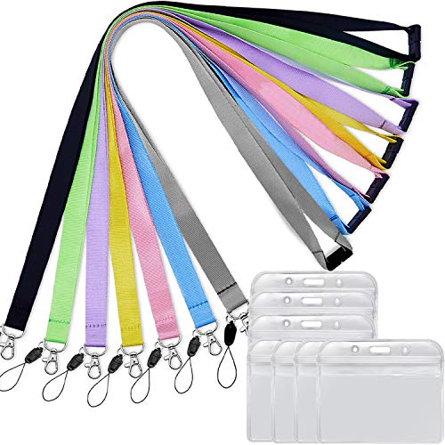 YOUOWO 7Pack 7Colors Lanyards Quick Release with Horizontal ID Badge Holder - color: 7 Colors Lanyard With Horizontal Badge Holder