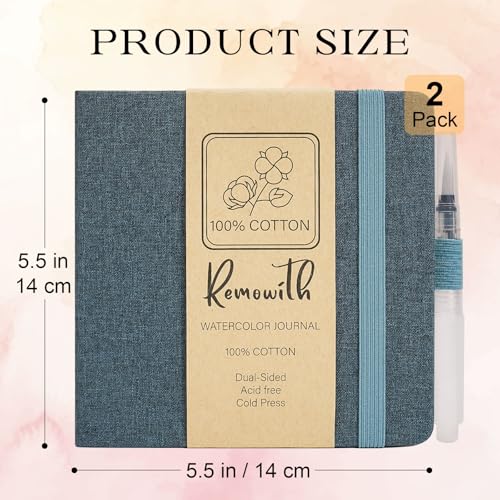 Watercolor Journal Sketchbook 2 Pack 5.5x5.5 Navy Blue - color: Navy Blue, size: 5.5x 5.5 Inch 2 Pack