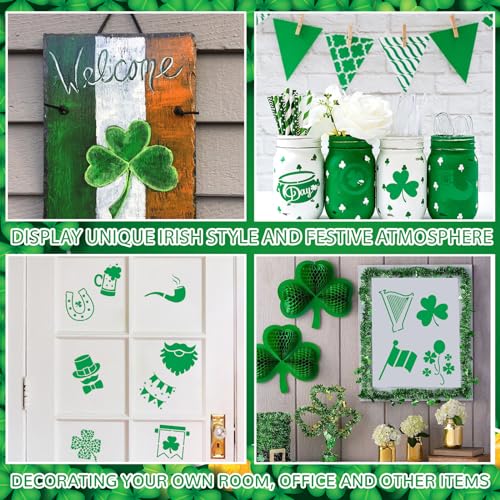 AUGSHY 56 Pack St Patricks Day Stencils, 3 Inch Clover Craft Templates - style: St Patrick's