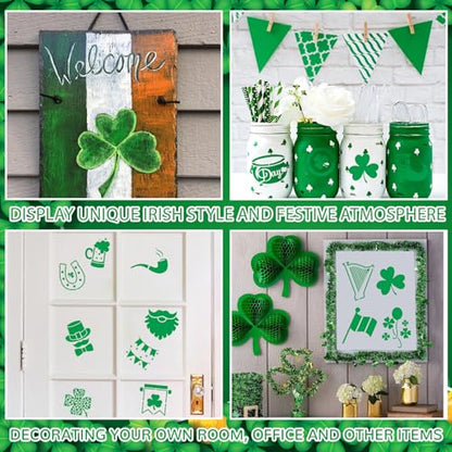 AUGSHY 56 Pack St Patricks Day Stencils, 3 Inch Clover Craft Templates - style: St Patrick's