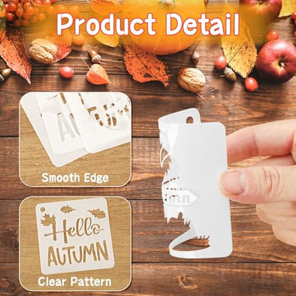 JULMELON 20Pcs Fall Stencils for Painting on Wood Cute Autumn Crafts Kids - style: Fall