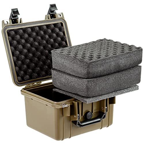 Eylar Small 10.62" Deep Gear, Equipment, Hard Camera Case with Custom Logo Plate, Waterproof with Foam TSA Standards (Tan) - color: Tan