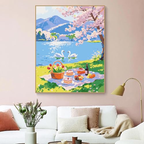 ZRIZQ Landscape Paint by Numbers Kit for Adults Beginner,Picnic,16x20 - color: 16"X20"Rolled Canvas(Frameless)-Landscape 19