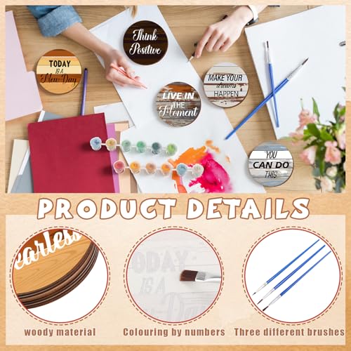 Reallnaive 8 Pcs Inspirational Paint by Number Kit for Adult Wooden Coaster - style: Farmhouse