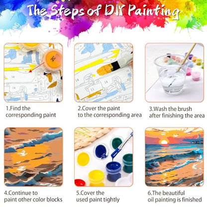 QUITEDEW 2 Pack Paint by Number Kit for Adults Mountain11.8x15.7 Inch - color: D4-scenery