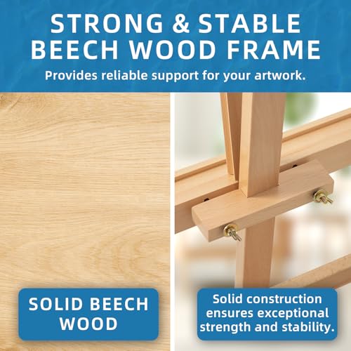 Falling in Art H-Frame Studio Easel with Storage Drawer, Natural - style: Natural