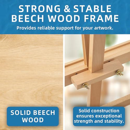 Falling in Art H-Frame Studio Easel with Storage Drawer, Natural - style: Natural