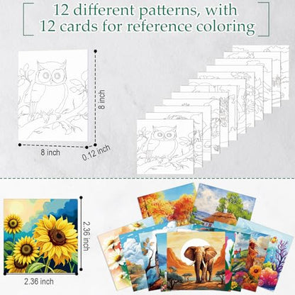 Ctosree 12 Sets Pre Drawn Canvas Kit for Painting,Mixed Style,8 x 8 in - size: 8 x 8 in, style: Mixed Style