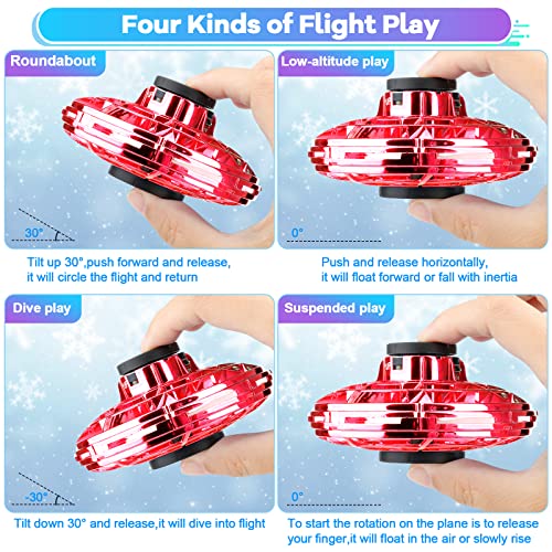 Drone for Kids Flying Toys, 2026 Upgrade LED Fidget Spinner (Red, 1 Pack)