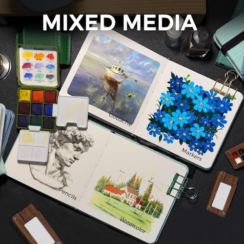 Funto Watercolor Journal 2-Pack, 4.7x4.7, 100% Cotton 300gsm, Deep Blue - color: Deep Blue