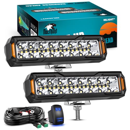 Nilight 6 Inch LED Light Bar 2PCS 50W Spot Flood Combo Lamps - color: 50W Led Pod 2Pcs White + Wire