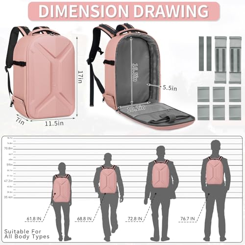 TORIBIO Large Hardshell Camera Backpack DSLR/SLR/Mirrorless Photography Bag - color: Pink