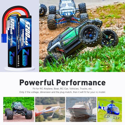 Zeee 4S 5200mAh Lipo Battery 14.8V 120C RC Battery Hard Case with EC5 Plug for RC Car 1/10 Scale Racing Truck Crawler Monster RC Car Boat(2 Pack)