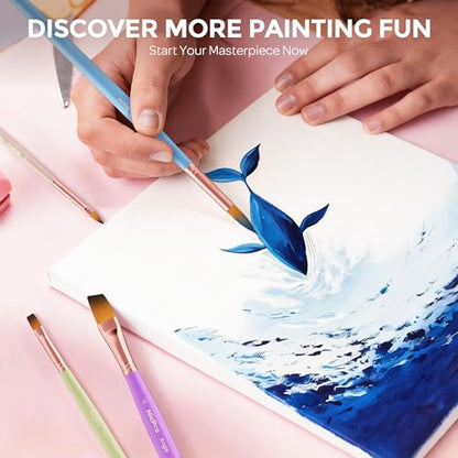 Nicpro 12pcs Artist Paint Brush Set, Paint Brushes for Acrylic Painting - color: Macaron