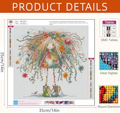 Axquilon Girl Diamond Art Kits for Adults 14x14 inch - color: Girl