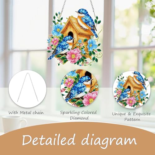 AIBOERL Diamond Art Kits for Adults, Bird Acrylic Hanging Suncatcher - color: DP04015
