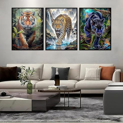 Ekuxom 3pcs Wild Animals Paint by Numbers for Adults Beginner - color: 3pcs Wild Animals