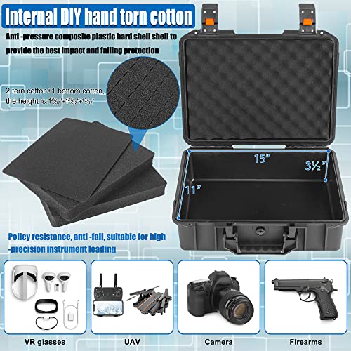 TORIBIO Hard Carrying Case with Foam, Shockproof Storage Box 16"x12"x4" - size: 16" x 12" x 4"