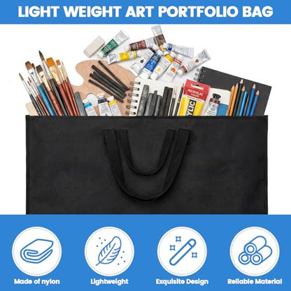 Abbylike 1 Pcs 24 x 36 Inch Art Portfolio Bag Black Large Waterproof Nylon - color: Black, size: 24 x 36 Inch