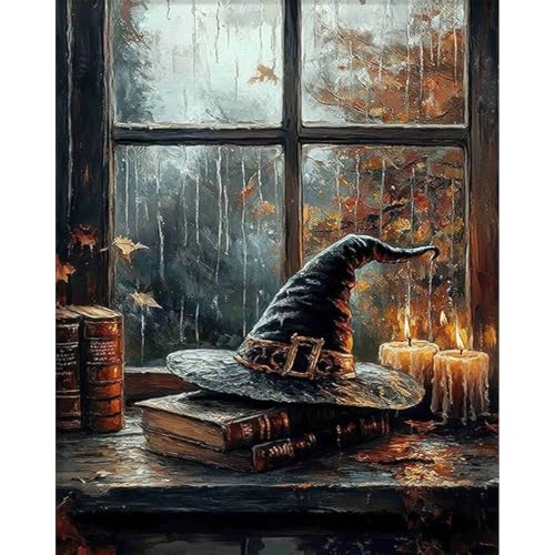 xackcme Witch's Hat Paint by Numbers for Adults - Halloween Paint by Number - color: MT23082