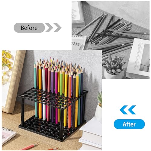Outus 96 Holes Pencil Brush Holder Acrylic Paintbrush Holders, Black - color: Black