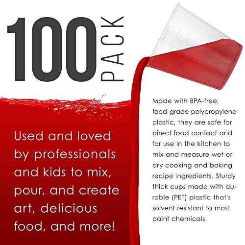 Pouring Masters 5 Oz (150 ml) Liquid Measuring Cups,100 Pack with 25 Sticks - size: 5-Ounce - Cup