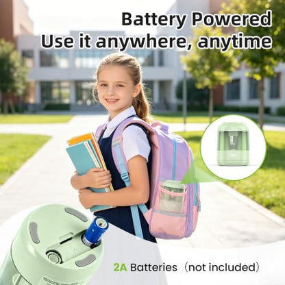deli Electric Pencil Sharpener, Battery Operated, 6.5–8mm for Classroom - color: Green