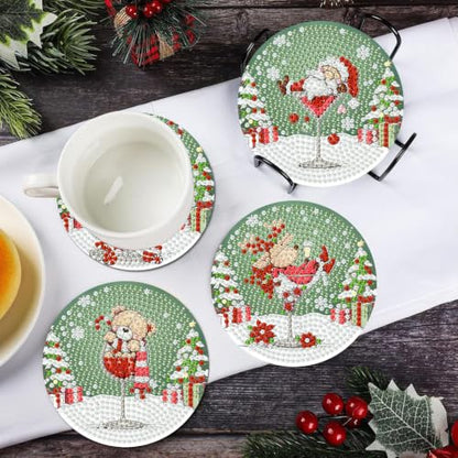 HHMATITS 8 Pcs Christmas Diamond Art Coasters Kit, Diamond Art Coasters - color: Christmas-1