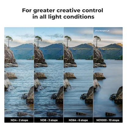 K&F CONCEPT 52mm Fixed ND4 ND8 ND64 ND1000 Lens Filters Kit - size: 52mm