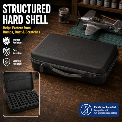 Model Paint Storage Case for Testors, Holds 60 Bottles, Paints Not Included - color: Black