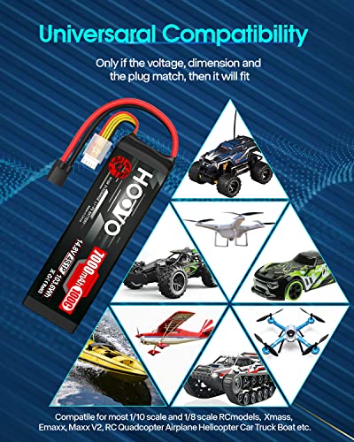 HOOVO 4S 14.8V LiPo Battery 7000mAh 100C RC Battery Softcase TR Plug 2 Pack