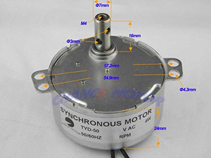 TYD-50 Small Synchronous Gear Motor 110V AC 7.5-9RPM CW/CCW Turntable Motor Brush Motor - size: 7.5/9RPM CW/CCW