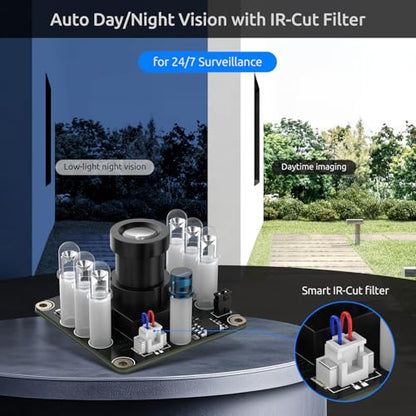 USB 2.0 UVC Camera Board 1080P Day&Night Vision Automatic IR-Cut, MEMS Microphone ESD/EMI-Protected Plug&Play for Windows/Linux/Mac/Android/Raspberry Pi/Jetson Nano/ARM Boards