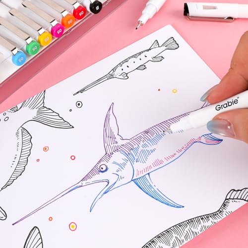 Grabie Micro Fineliner Pens, Set of 20 Multicolor Waterproof Drawing Pens - color: 20-Multicolor