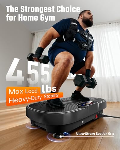 Renoj 3D Vibration Plate Exercise Machine, 200W Motor, 455lbs Capacity - color: Matte Black